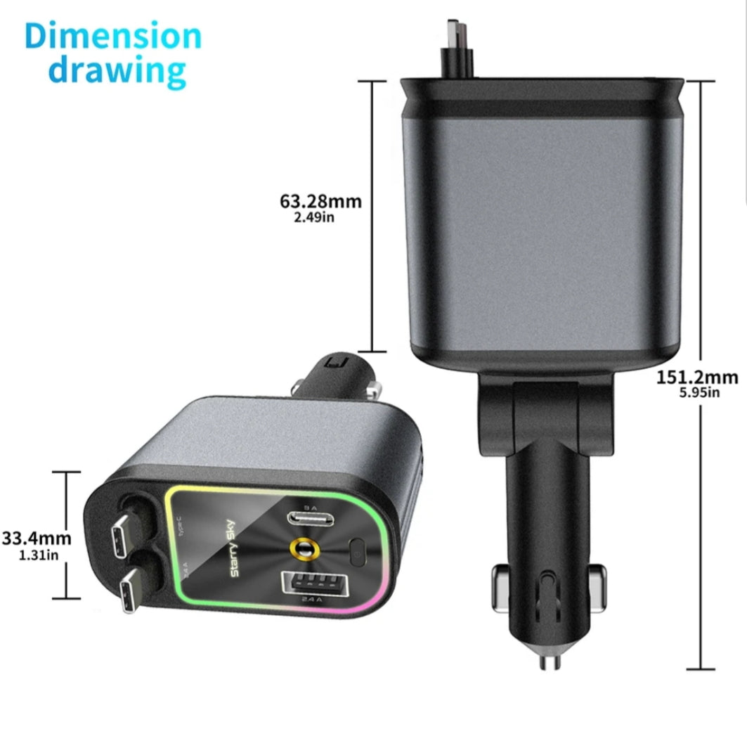 MotaraX™️ Retractable Fast-Charge Car Charger